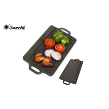 Non-Stick Gusseisen Umkehrbare Griddle Platte Pan mit zwei Loop Griffe